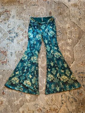 Free People Hold me Closer Velvet Flare Pants